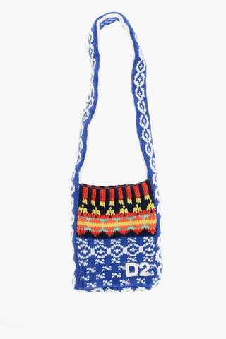 Crochet Wool Blend Crossbody Bag