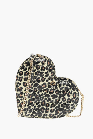 Animal Patterned Leather Heart-shaped Clutch