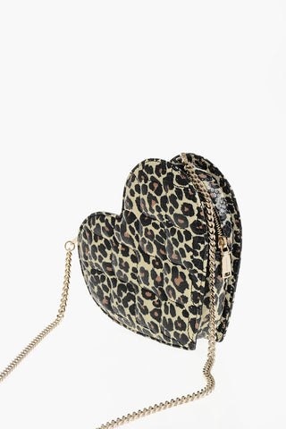 Animal Patterned Leather Heart-shaped Clutch