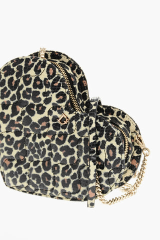 Animal Patterned Leather Heart-shaped Clutch