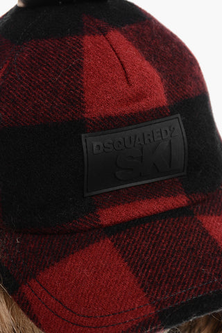 Tartan Patterned Aviator Hat with Fur Detail