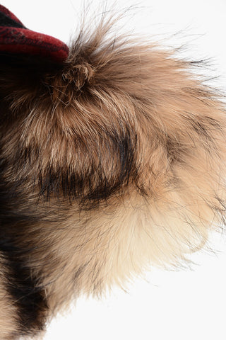 Tartan Patterned Aviator Hat with Fur Detail