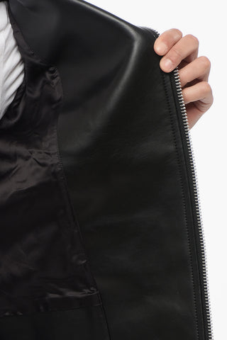 BLACK Giubbotto Biker in Eco-Pelle Bicolore con Stampe