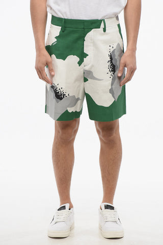 Shorts in Popeline con Maxi Motivo Floreale