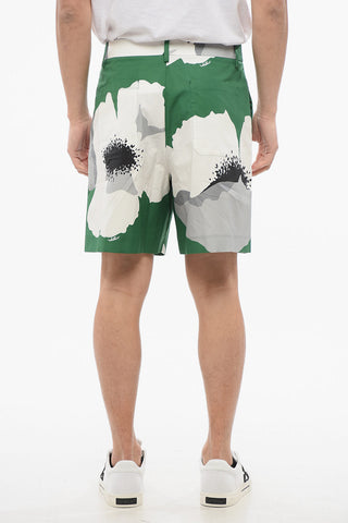 Shorts in Popeline con Maxi Motivo Floreale