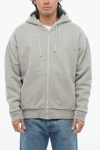 MATTHEW M WILLIAMS Solid Color Cotton Blend Sweatshirt with Zip Closure