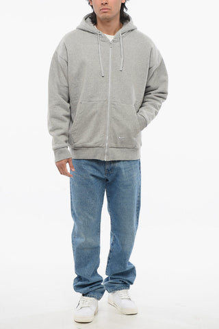 MATTHEW M WILLIAMS Solid Color Cotton Blend Sweatshirt with Zip Closure