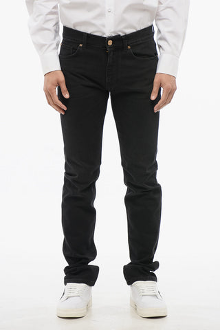 Cotton Slim Fit Denims with Embroidered Logo 17cm