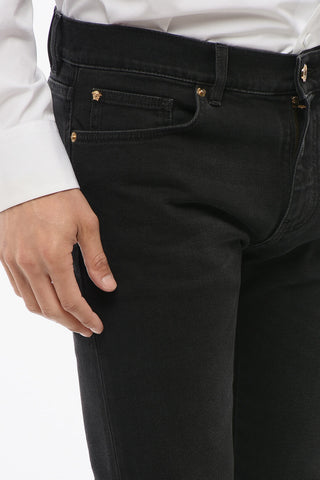 Cotton Slim Fit Denims with Embroidered Logo 17cm