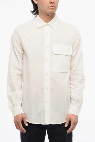 Camicia in Cotone e Nylon a Tinta Unita con Taschino