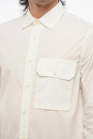 Camicia in Cotone e Nylon a Tinta Unita con Taschino