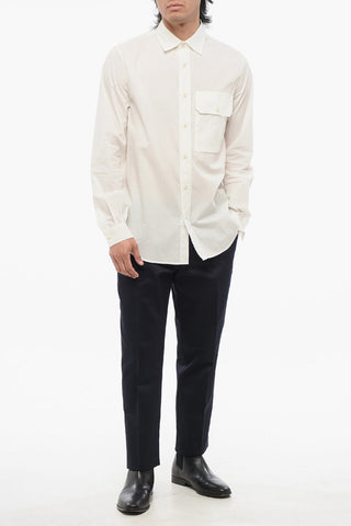 Camicia in Cotone e Nylon a Tinta Unita con Taschino