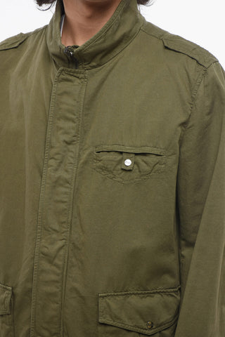 Multipocketed Linen Blend Jacket with Front Zip