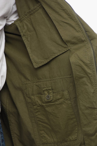 Multipocketed Linen Blend Jacket with Front Zip