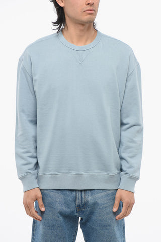 Solid Color Brushed Cotton Crewneck Sweatshirt