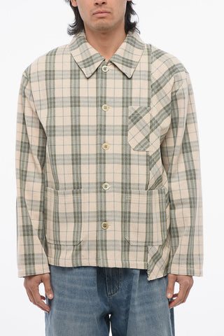 Overshirt in Flanella di Cotone con Motivo Tartan
