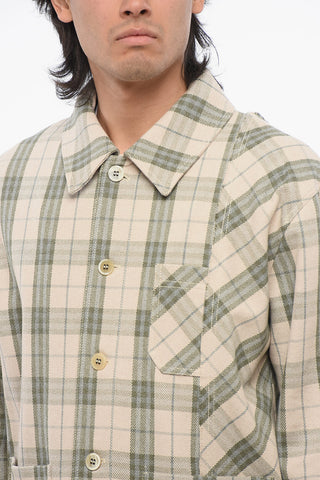 Overshirt in Flanella di Cotone con Motivo Tartan