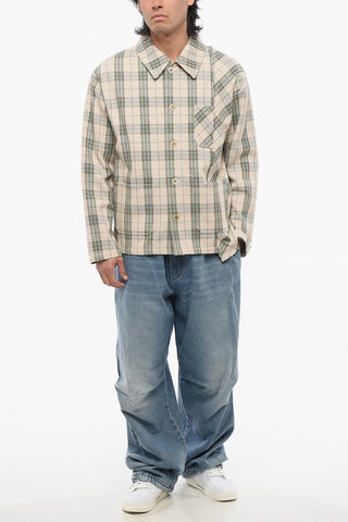 Overshirt in Flanella di Cotone con Motivo Tartan