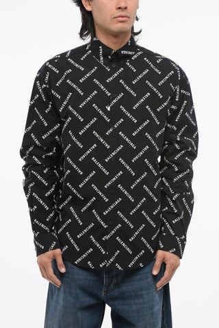 Button-down Monogram Printed Cotton Shirt