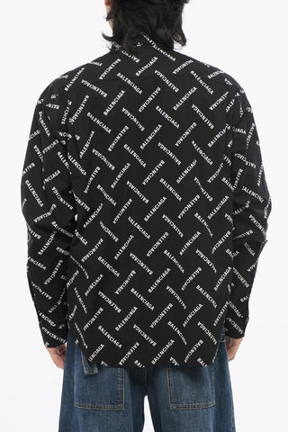 Button-down Monogram Printed Cotton Shirt