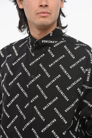 Button-down Monogram Printed Cotton Shirt