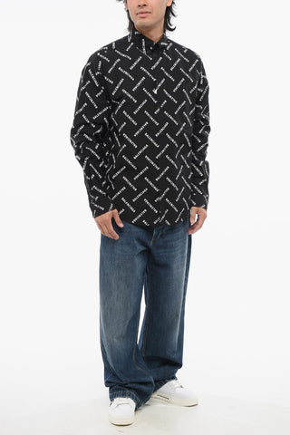 Button-down Monogram Printed Cotton Shirt