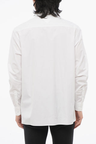 Double Collar Cotton Shirt with Tie Neck Detail