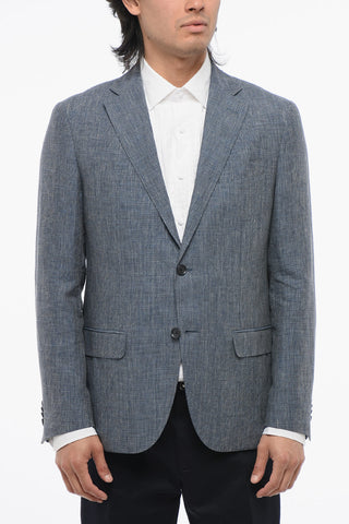 CC COLLECTION Blazer in Misto Lino RIGHT con Motivo Pied de Poule