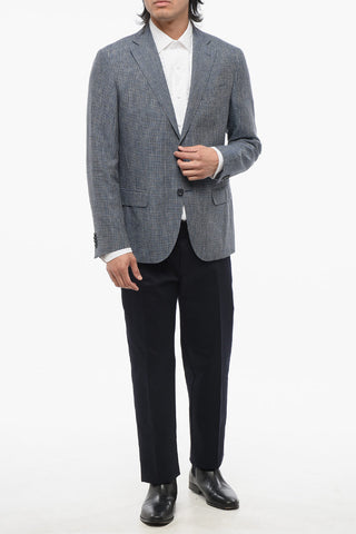 CC COLLECTION Blazer in Misto Lino RIGHT con Motivo Pied de Poule