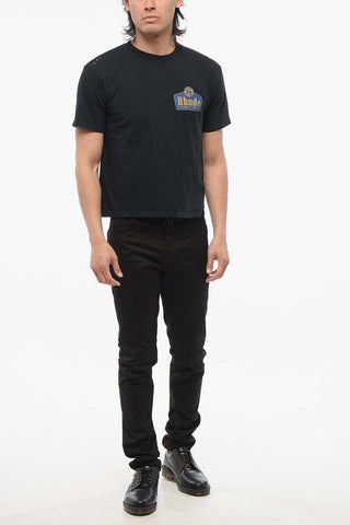Cotton Crew-neck T-shirt with Back Maxi Print