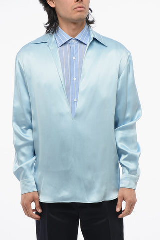 Deep Neckline Satin Blouse