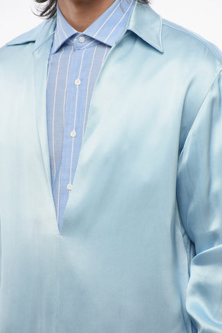Deep Neckline Satin Blouse
