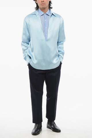 Deep Neckline Satin Blouse