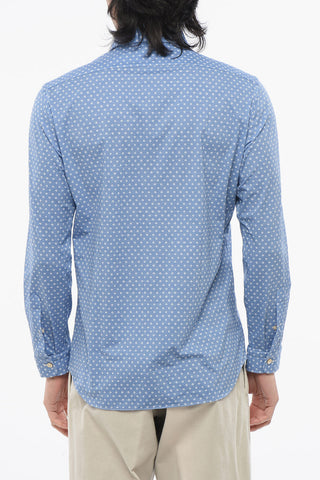 Camicia Casual a Fantasia Geometrica con Collo Francese