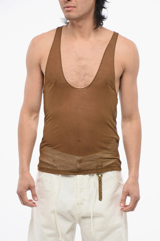 Viscose Sheer Tank Top with Deep Neckline