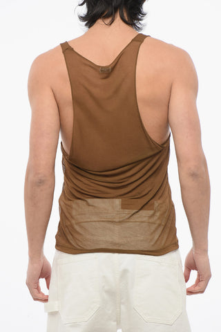 Viscose Sheer Tank Top with Deep Neckline