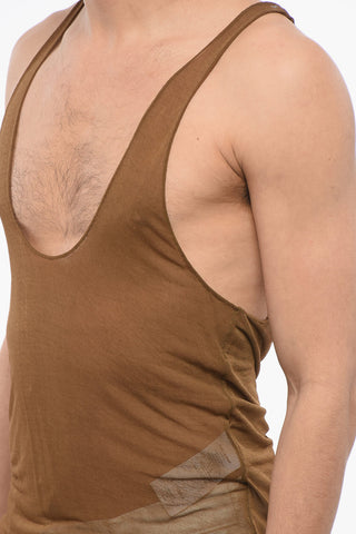 Viscose Sheer Tank Top with Deep Neckline