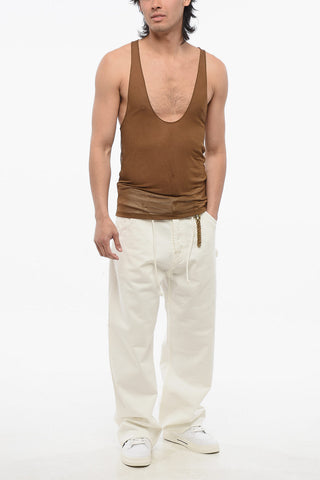 Viscose Sheer Tank Top with Deep Neckline