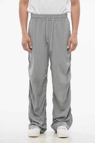 Draped Silk Pants with Elastic Waistband