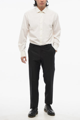 CC COLLECTION Solid Color Wool and Silk CERIM.RESET Pants with Belt Loops