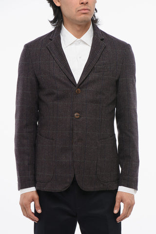CC COLLECTION Three-Button Plaid Jacket with Two Slits and Classic Lapel