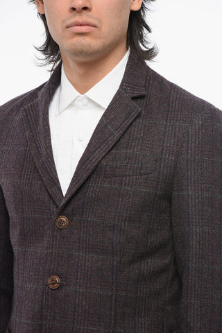 CC COLLECTION Three-Button Plaid Jacket with Two Slits and Classic Lapel