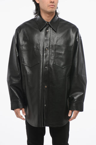 Overshirt in Pelle Vegana con Doppio Taschino e Bottoni Automatici