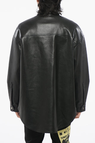 Overshirt in Pelle Vegana con Doppio Taschino e Bottoni Automatici