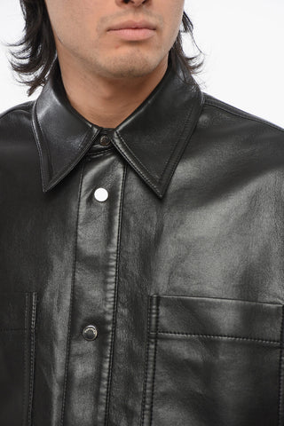 Overshirt in Pelle Vegana con Doppio Taschino e Bottoni Automatici