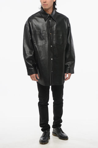 Overshirt in Pelle Vegana con Doppio Taschino e Bottoni Automatici