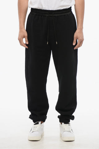 Cuffed Fleeced Cotton Sweatpants with Nylon Detail