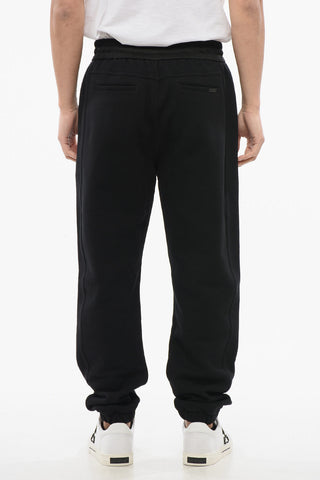 Cuffed Fleeced Cotton Sweatpants with Nylon Detail