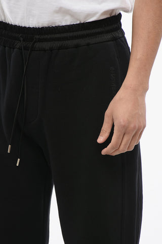 Cuffed Fleeced Cotton Sweatpants with Nylon Detail