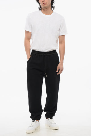 Cuffed Fleeced Cotton Sweatpants with Nylon Detail